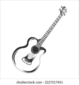 Retro Guitar instrument Vector, Vintage Guitar instrument Illustration