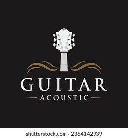 Retro guitar music logo design. Logo for acoustics, bars, typography and nightclubs.