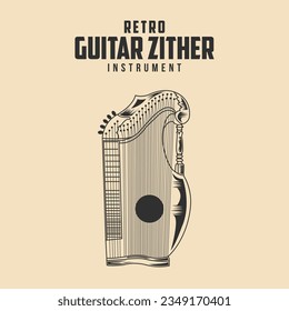 Retro Guitar zither Music Instrument vector Stock Illustration