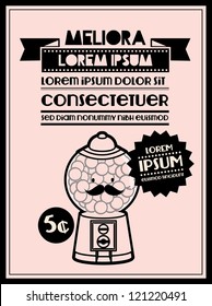 retro gum ball machine poster template vector/illustration