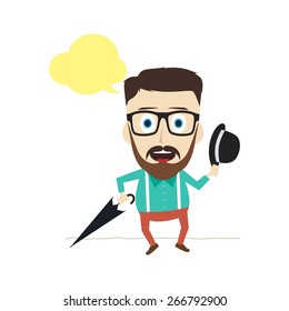 retro guy with umbrella