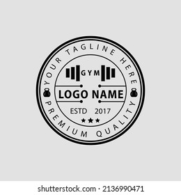 Retro Gym logo design vector. Vintage logo
