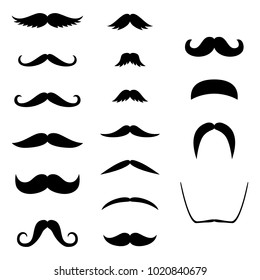 Retro hair mustache. Hipster set. Photo props. Vector illustration