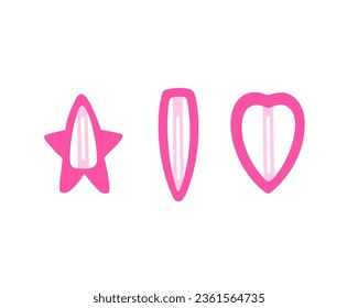 retro hair pins, star hairpin, accessories of 2000s. Vector Illustration for printing, backgrounds and packaging. Image can be used for greeting card, poster and sticker. Isolated on white background.