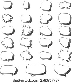 Retro halftone Comic Speech Bubble Stock Illustrator. Comic Chat Bubble vector. Set of speech bubble for any design need