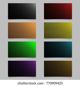 Retro halftone dot pattern business card background template design set - vector company stationery graphics with colored circles