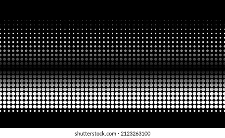 Retro halftone gradient from dots. Monochrome white and black halftone background with circles. Vector illustration. 