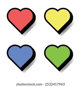 Retro halftone love icon set collection isolated background vector