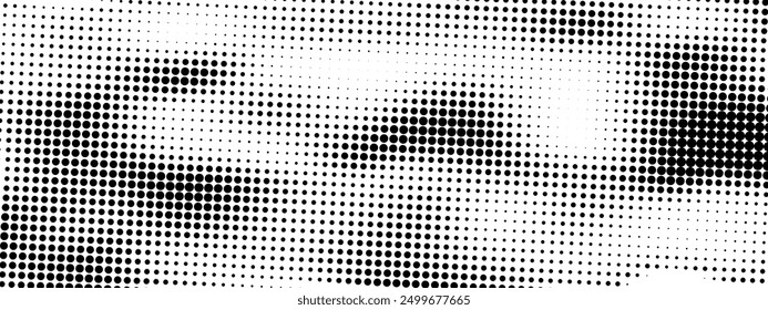 Retro halftone pattern. Faded grit noise texture. White and black abstract wallpaper. Vector textured template