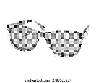 Retro halftone sunglasses with circle dot pattern design isolated on white background