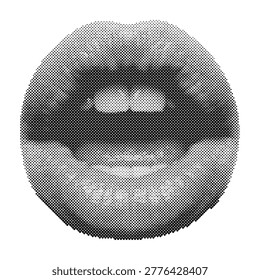 Retro halftone vector illustration of a smiling face with a mustache and goatee vintage style portrait with halftone dots pattern halftone mustache