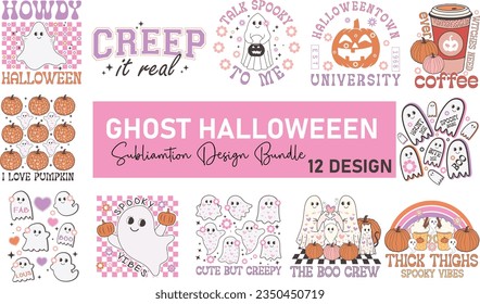 Retro Halloweeen Subliamtion Design Bundle