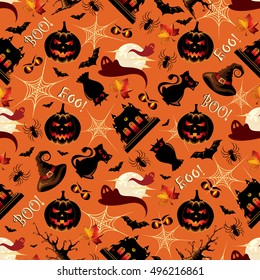 Retro Halloween Background Seamless Pattern