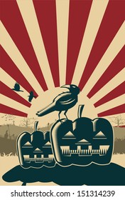Retro Halloween background, vector