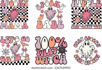 Retro halloween Bundle, Halloween vector design, quotes, pumpkin, ghost, ghoul, halloween shirt,