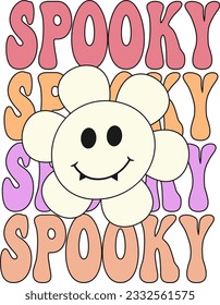 Retro Halloween Design. spooky  flower