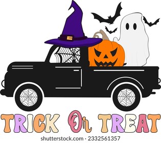 Retro Halloween Design. 
Trick or treat
