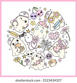 Retro Halloween Ghost Nurse Shirt Groovy Pastel Nurse Life Sublimation