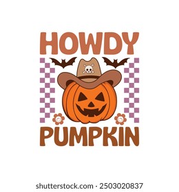 Retro Halloween Howdy Pumpkin Design