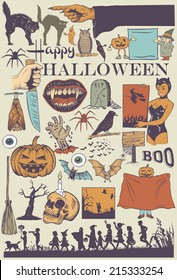 Retro Halloween Icons, vector