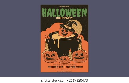 Retro Halloween Night Party Flyer Template