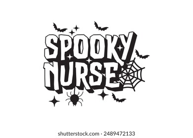 Retro Halloween Nurse, Spooky Nurse T shirt Design