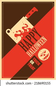 Retro halloween poster design. Vector illustration.
