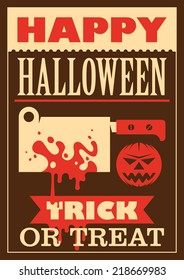 Afiche retro de Halloween. Ilustración vectorial.