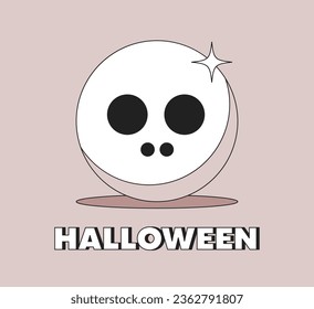 Retro Halloween Skull. Halloween Character in groovy 50s, 60s, 70s Vintage Style. Happy autumn mascot. Flat vector illustration.