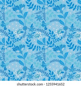 Retro hand draw flower pattern in the many kind of florals. Botanical Motifs scattered random. Seamless vector texture. For fashion prints. Printing with in hand drawn style on white background.