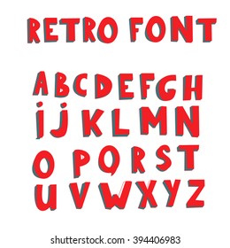 Retro Hand Drawn 3d Font. Vector Illustration