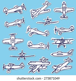 Retro Hand Drawn Airplanes Vector Set