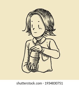 Ilustración de dibujos animados barman dibujados a mano retro