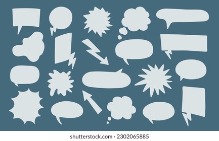 Retro hand drawn black comic bubbles and elements set. Vector illustration, vintage design, pop art style.