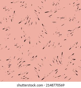 retro hand drawn delicate pink seamless pattern with black splashes