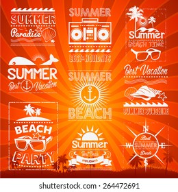 Retro hand drawn elements Summer calligraphic designs Vintage ornaments