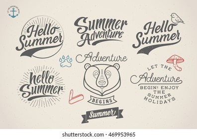 Retro hand drawn elements for Summer designs | Vintage ornaments | All for Summer holidays 