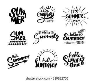 Retro hand drawn elements for Summer calligraphic designs. Vintage ornaments for Holidays. 