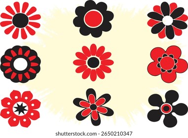 Retro hand drawn Flower Motifs stock illustration. Flower Clip art for fabric or fashion designing. Easy to change color or size and manipulate. EPS 10.