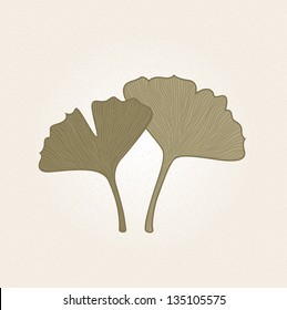 Retro hand drawn Gingko leaves isolated on brown background