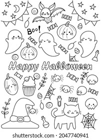 Retro hand drawn icon with halloween for decoration design. Happy halloween.