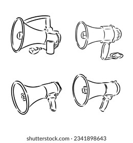 Retro hand drawn megaphone. Realistic sketch of loudspeaker. Vector illustration.