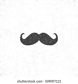 Retro hand drawn mustache icon. Symbol of hipster mustache in rustic style. Use on infographics, tee designs, hipster logos, badges.