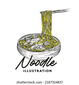 Retro Hand Drawn Noodle Illustration