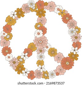 Retro-handgezeichnete Umrissblumen, Clipart-Kunst, Vintage-Traube aus den 70er Jahren, Illustration einzeln auf weißem Hintergrund