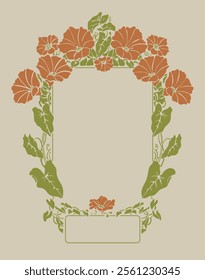 Retro hand drawnn flowers frame background