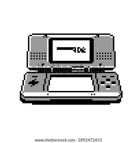 Retro Hand Held Mobile Video Game Console in 8bit Pixel Art Style