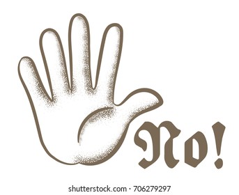 Retro hand jester - NO / Material drawing with vector