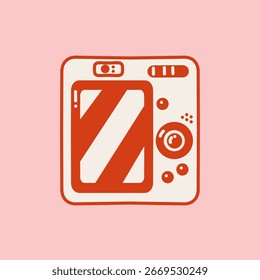Retro Handdrawn Camera with Stripes on the Screen Illustration Design