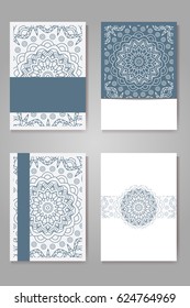 Retro hand-drawn card with mandala. Vintage background with place for text. Can be used for invitation, banner, others cards.